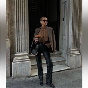 Zara Faux Leather High Waisted Straight Leg Pants